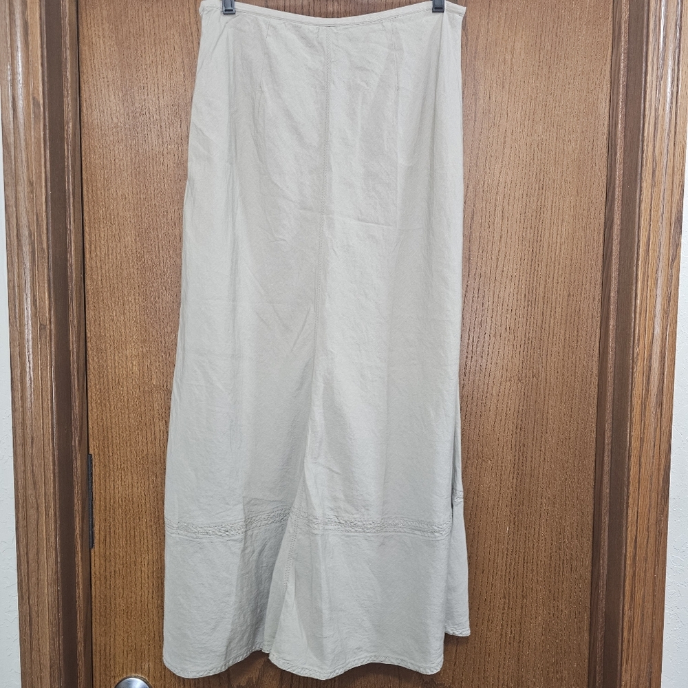Nic and Zoe Beige Linen Skirt A Line Size 10